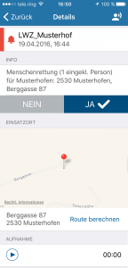 Alarm Detail iOS Alarm App Zusatzalarmierung der blaulichtSMS die Zusatzalarmierung via Alarm App für Feuerwehr Rettung THW Bergwacht und Co