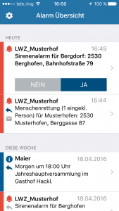 Alarm Uebersicht iOS Alarm App Zusatzalarmierung der blaulichtSMS die Zusatzalarmierung via Alarm App für Feuerwehr Rettung THW Bergwacht und Co