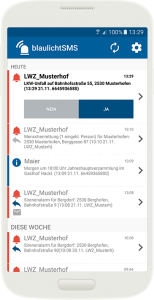 Alarm Uebersicht blaulichtSMS App der blaulichtSMS die Zusatzalarmierung via Alarm App für Feuerwehr Rettung THW Bergwacht und Co