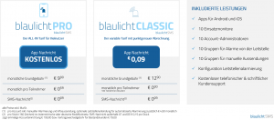 blaulichtSMS Preise Pro Classic der blaulichtSMS die Zusatzalarmierung via Alarm App für Feuerwehr Rettung THW Bergwacht und Co