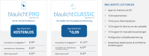 blaulichtSMS Preise Pro Classic der blaulichtSMS die Zusatzalarmierung via Alarm App für Feuerwehr Rettung THW Bergwacht und Co