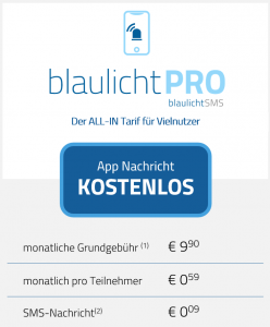 blaulichtsms pro Zusatzalarmierung Preise der blaulichtSMS die Zusatzalarmierung via Alarm App für Feuerwehr Rettung THW Bergwacht und Co